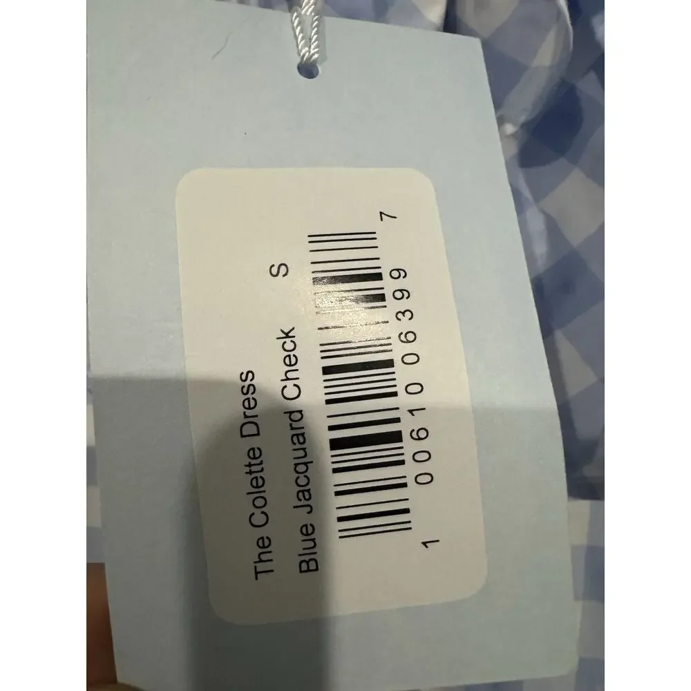 Hill House The Colette Dress Blue Jacquard Check Size Small NWT - Picture 5 of 12